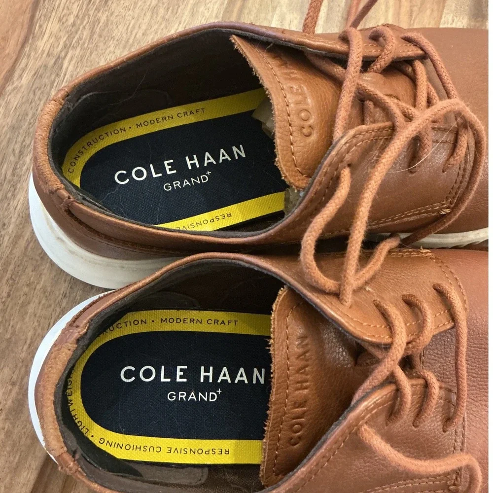 Cole Haan Grand+ Mens Leather Oxford Shoes Brown C36935 Size 8.5 W